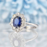 Ellibelle Jewellery Edwardian Sapphire & Diamond White Gold Cluster Ring