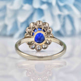 Ellibelle Jewellery Edwardian Sapphire & Diamond White Gold Platinum Cluster Ring