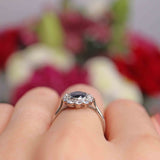Ellibelle Jewellery Edwardian Sapphire & Diamond White Gold Platinum Cluster Ring