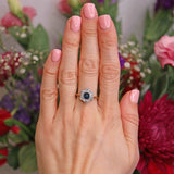 Ellibelle Jewellery Edwardian Sapphire & Old-Cut Diamond 18ct Gold Platinum Cluster Ring