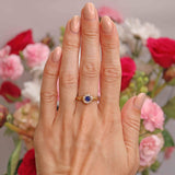 Ellibelle Jewellery Edwardian Sapphire & Old-Mine-Cut Diamond 18ct Gold Cluster Ring