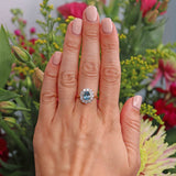 Ellibelle Jewellery Edwardian Style Aquamarine & Diamond 18ct Gold Cluster Ring