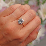 Ellibelle Jewellery Edwardian Style Aquamarine & Diamond Cluster Ring