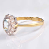 Ellibelle Jewellery Edwardian Style Aquamarine & Diamond Cluster Ring