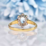 Ellibelle Jewellery Edwardian Style Aquamarine & Diamond Daisy Cluster Ring