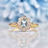 Ellibelle Jewellery Edwardian Style Aquamarine & Diamond Daisy Cluster Ring