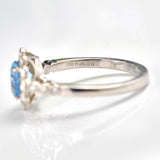 Ellibelle Jewellery Edwardian Style Aquamarine & Diamond Platinum Halo Ring