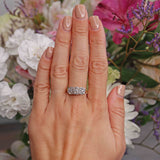Ellibelle Jewellery Edwardian Style Diamond 18ct Gold Triple Daisy Cluster Ring
