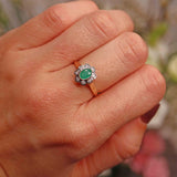 Ellibelle Jewellery Edwardian Style Emerald & Diamond Daisy Cluster Ring