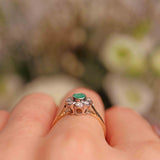 Ellibelle Jewellery Edwardian Style Emerald & Diamond Daisy Cluster Ring