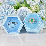 Ellibelle Jewellery Edwardian Style Emerald & Diamond Platinum Cluster Engagement Ring