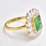Ellibelle Jewellery Edwardian Style Natural Emerald & Diamond 18ct Gold Engagement Ring