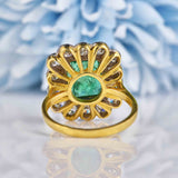 Ellibelle Jewellery Edwardian Style Natural Emerald & Diamond 18ct Gold Engagement Ring