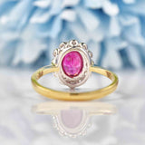 Ellibelle Jewellery Edwardian Style Natural Ruby & Diamond Cluster Ring