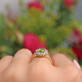 Ellibelle Jewellery Edwardian Style Peridot & Diamond 18ct Gold Cluster Ring