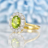 Ellibelle Jewellery Edwardian Style Peridot & Diamond 18ct Gold Cluster Ring