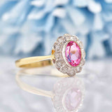 Ellibelle Jewellery Edwardian Style Pink Topaz & Diamond Cluster Ring