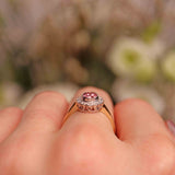 Ellibelle Jewellery Edwardian Style Pink Topaz & Diamond Cluster Ring