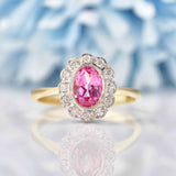 Ellibelle Jewellery Edwardian Style Pink Topaz & Diamond Cluster Ring