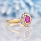 Ellibelle Jewellery Edwardian Style Ruby & Diamond Daisy Cluster Ring