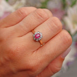 Ellibelle Jewellery Edwardian Style Ruby & Diamond Daisy Cluster Ring