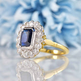 Ellibelle Jewellery Edwardian Style Sapphire & Diamond 18ct Gold Cluster Engagement Ring