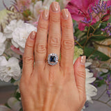 Ellibelle Jewellery Edwardian Style Sapphire & Diamond 18ct Gold Cluster Engagement Ring