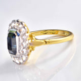 Ellibelle Jewellery Edwardian Style Sapphire & Diamond 18ct Gold Cluster Engagement Ring