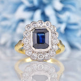 Ellibelle Jewellery Edwardian Style Sapphire & Diamond 18ct Gold Cluster Engagement Ring