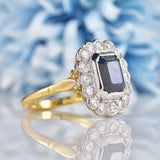 Ellibelle Jewellery Edwardian Style Sapphire & Diamond 18ct Gold Cluster Engagement Ring