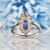 Ellibelle Jewellery Edwardian Style Sapphire & Diamond Marquise Cluster Ring