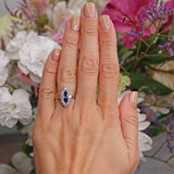Ellibelle Jewellery Edwardian Style Sapphire & Diamond Marquise Cluster Ring