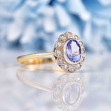 Ellibelle Jewellery Edwardian Style Tanzanite & Diamond Cluster Ring