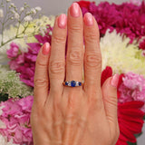 Ellibelle Jewellery Edwardian Three-Stone Sapphire & Diamond 18ct Gold Ring