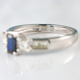 Ellibelle Jewellery Emerald-Cut Sapphire & Princess-Cut Diamond 18ct White Gold Ring