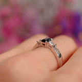 Ellibelle Jewellery Emerald-Cut Sapphire & Princess-Cut Diamond 18ct White Gold Ring