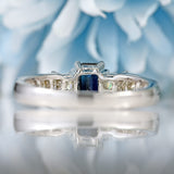 Ellibelle Jewellery Emerald-Cut Sapphire & Princess-Cut Diamond 18ct White Gold Ring
