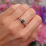 Ellibelle Jewellery Emerald-Cut Sapphire & Princess-Cut Diamond 18ct White Gold Ring