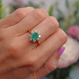 Ellibelle Jewellery Emerald & Diamond 18ct Gold Cluster Engagement Ring (0.90cts)