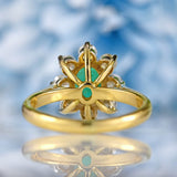 Ellibelle Jewellery Emerald & Diamond 18ct Gold Cluster Engagement Ring (0.90cts)