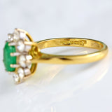 Ellibelle Jewellery Emerald & Diamond 18ct Gold Cluster Engagement Ring (0.90cts)