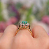 Ellibelle Jewellery Emerald & Diamond 18ct Gold Cluster Engagement Ring (0.90cts)