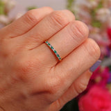 Ellibelle Jewellery Emerald & Diamond 18ct Gold Half-Eternity Thin Band Ring