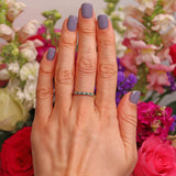 Ellibelle Jewellery Emerald & Diamond 18ct Gold Half-Eternity Thin Band Ring