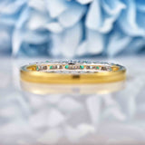 Ellibelle Jewellery Emerald & Diamond 18ct Gold Half-Eternity Thin Band Ring