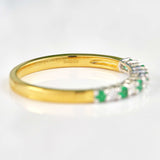 Ellibelle Jewellery Emerald & Diamond 18ct Gold Half-Eternity Thin Band Ring