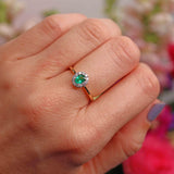 Ellibelle Jewellery Emerald & Diamond 18ct Gold Oval Cluster Ring (0.31ct)
