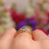 Ellibelle Jewellery Emerald & Diamond 18ct Gold Oval Cluster Ring (0.31ct)