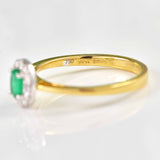 Ellibelle Jewellery Emerald & Diamond 18ct Gold Oval Cluster Ring (0.31ct)