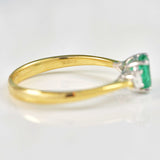 Ellibelle Jewellery Emerald & Diamond 18ct Gold Oval Three-Stone Engagement Ring (0.60ct)